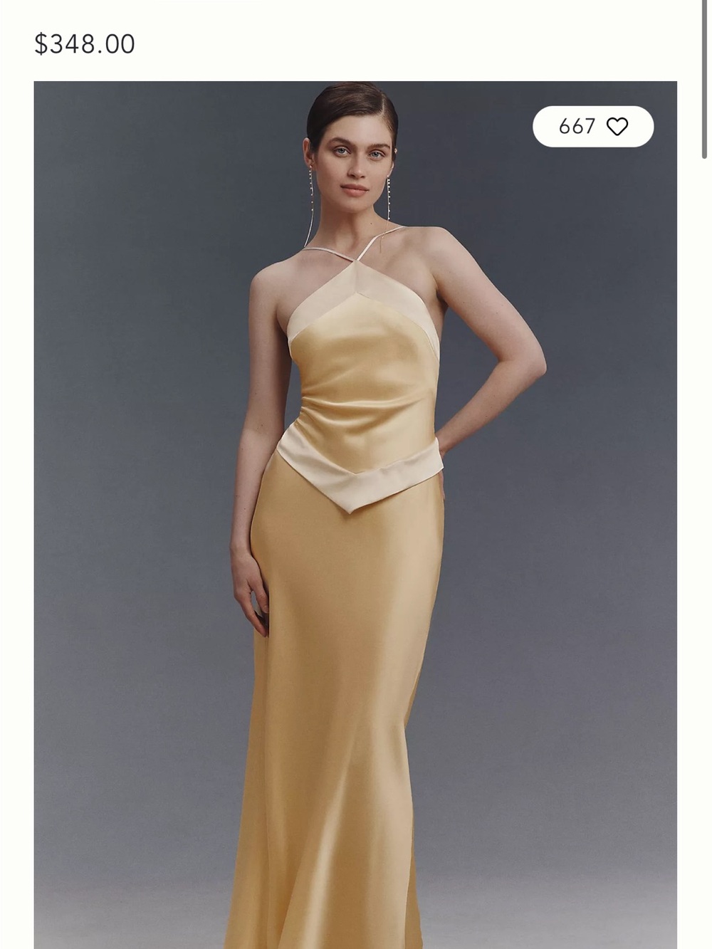 Reformation Satin Gown in yellow and Ivory - Picture 1 of 3